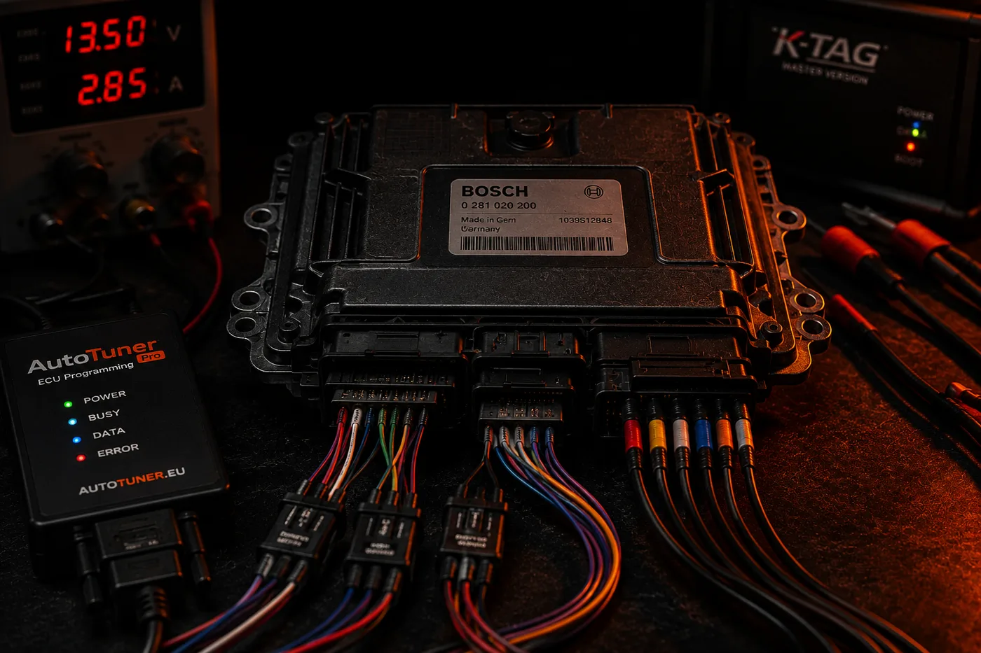 Calculateur ECU démonté sur bench pour reprogrammation par envoi postal
